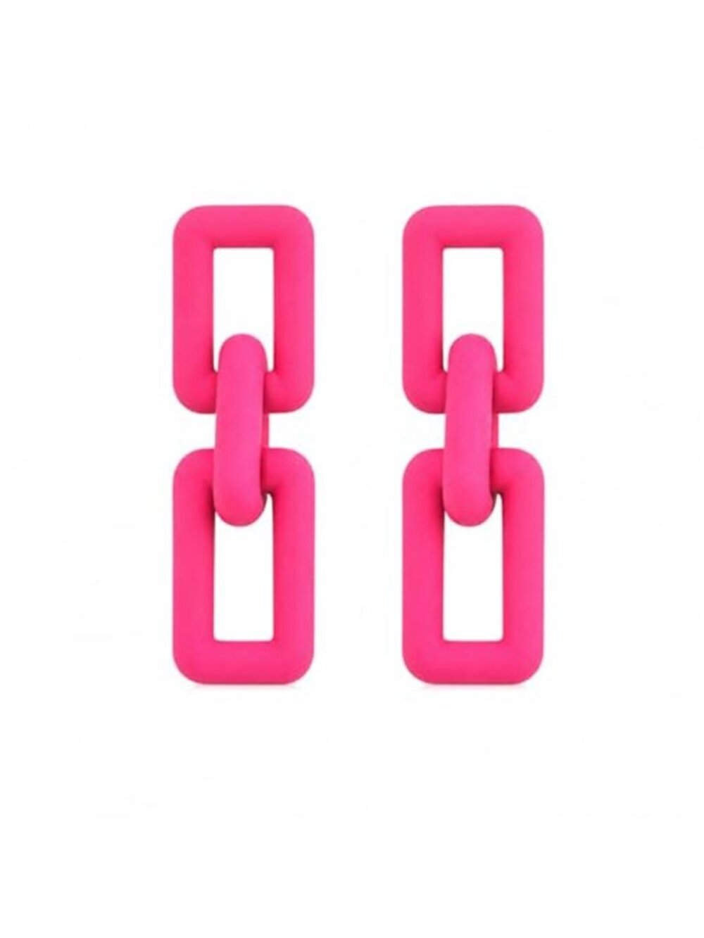 Hot Pink Chunky Link Earrings